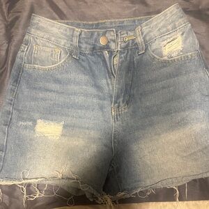 SHEIN Light Blue Distressed Jean Shorts